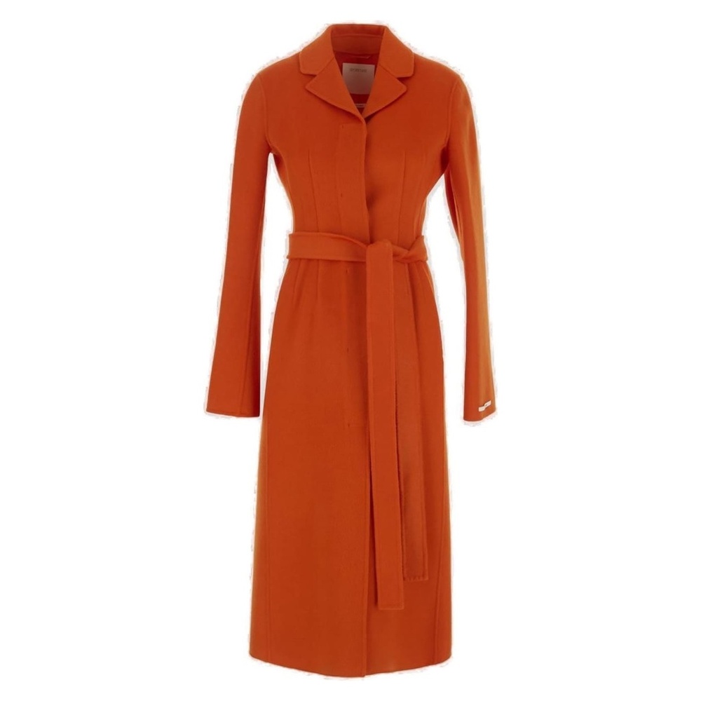 Sportmax Eva Orange Wool/Cashmere Belted Designer Coat Max Mara Women IT36 US2